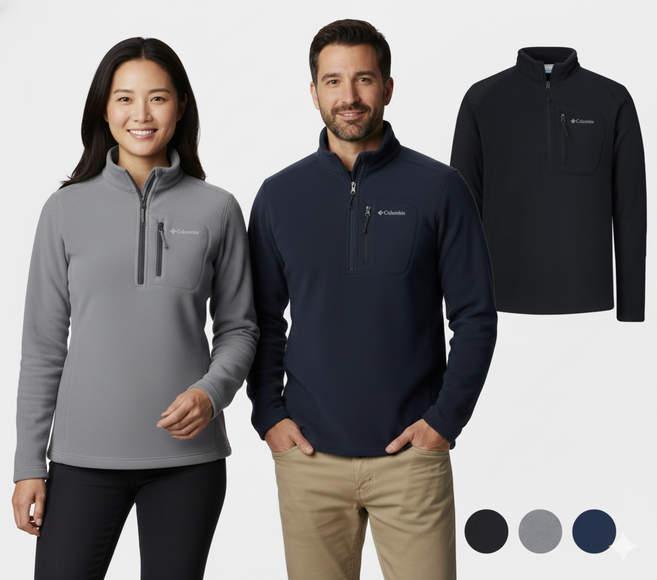 [국내매장판] 컬럼비아 기본 솔리드 4컬러 하프 집업 플리스 고급형 티셔츠 + 버라이어티팩 핫팩