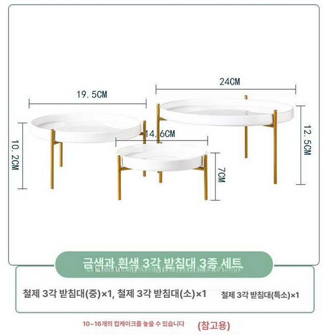 디저트 트레이 머핀 진열대 홈파티 럭셔리 플레이트, 골든화이트 삼각대 3개 세트, 기본 구성품, 1개