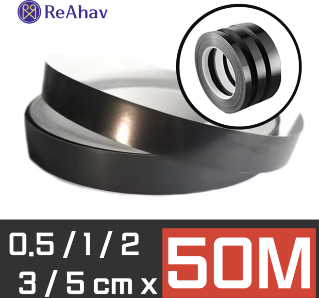 레아하브(ReAhav) 엣지플로우 띠 몰딩 테이프 인테리어 시트지 50M, [블랙], 1cm x 50M