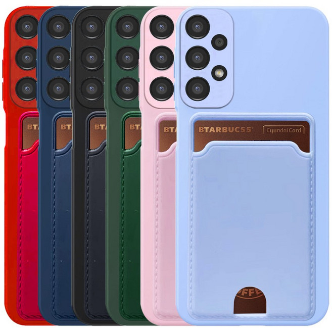 리빙그레이 갤럭시 A53 5G 카드 수납 실리콘 파스텔 컬러 카메라 보호 케이스