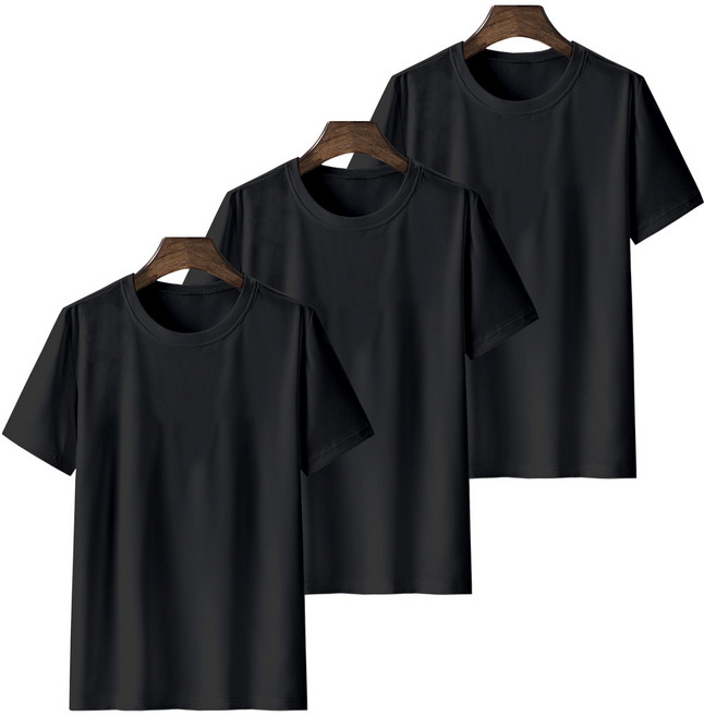 엠제이스타 3장 세트 남녀공용 무지 반팔티 라운드 반팔 면 티셔츠 흰색 검정 티