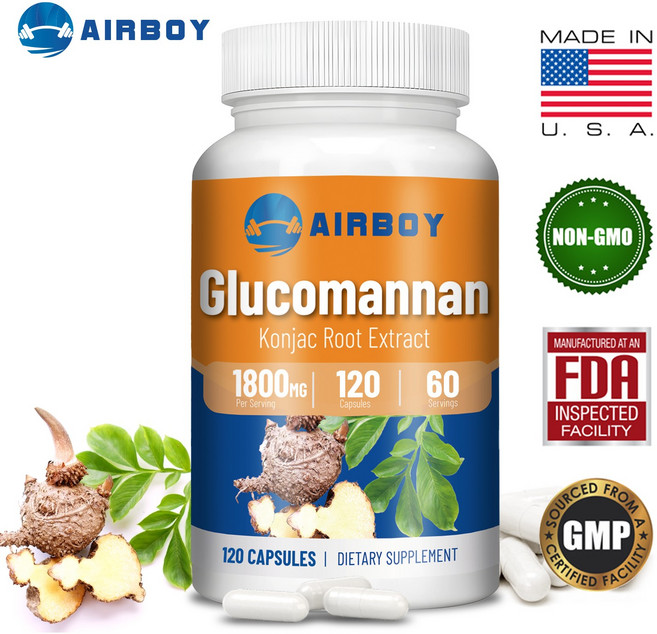 글루코만난 고함량 캡슐 콘야크 뿌리 추출물 포만감 지속 다이어트 지원 식이섬유 보충 장 건강 개선 GMP 인증, 1개, 120정