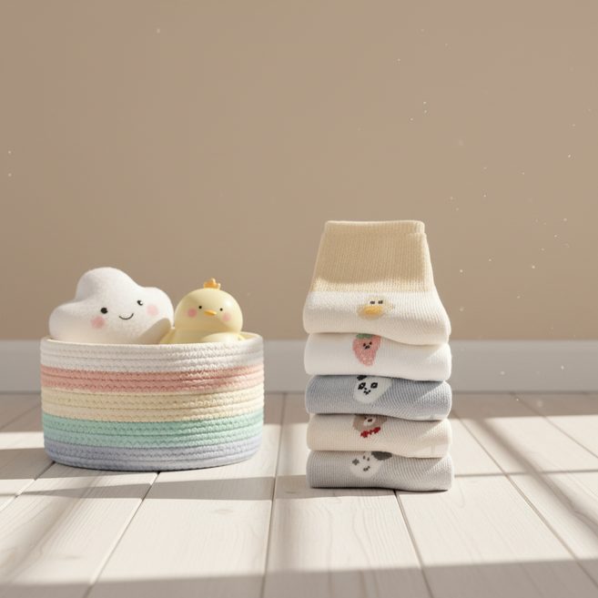 솜니움베베 아기 유아 파스텔 논슬립 컬러 배색 양말