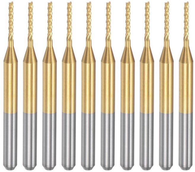 10PCS 티타늄 코트 초경 엔드 밀 조각 밀링 커터 PCB 기계 1/8 인치 생크에 대 한 CNC 라우터 비트, 1.1mm, 1.1mm, 그림처럼
