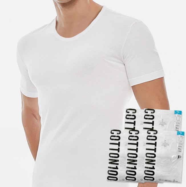 제임스딘 남성용 순면 반팔 런닝 셔츠 5매 화이트 빅사이즈