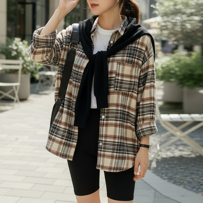 메이킹유 빈티지 긴팔 레이어드 남방 70819르망체크셔츠