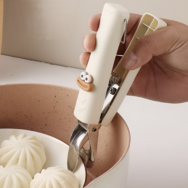 InLoop 스마일 냄비 집게 뜨거운 그릇 냄비 접시 오븐 뚝배기 주방 집게 손잡이, 2개, 화이트