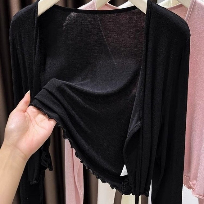 아이엠몽 여성 브이넥 리본 가디건