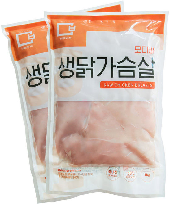 모디바 국내산 냉동 닭가슴살( 1kgX2팩), 1kg, 2개