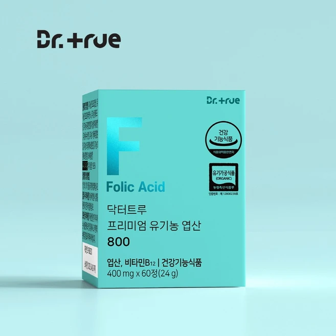 닥터트루 프리미엄 유기농 엽산 800 400mg x 60정, 1개 - 쿠팡