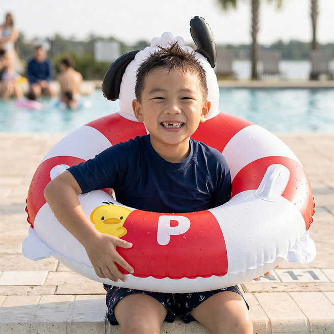 [키즈앤맘] 손잡이가 있는 포차코 어린이 보행기 물놀이 튜브, 1개, 혼합