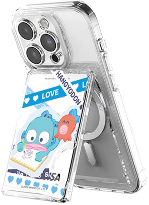 산리오 패턴 투명 마그네틱 멀티 스탠드 카드지갑(맥세이프 호환), 1개, LOVE라인_한교동