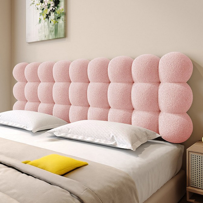 자바조이 침대 헤드 쿠션 구름 등받이 커버 보드 리폼 등 머리 벽 가드, 10cm, 파우더 핑크