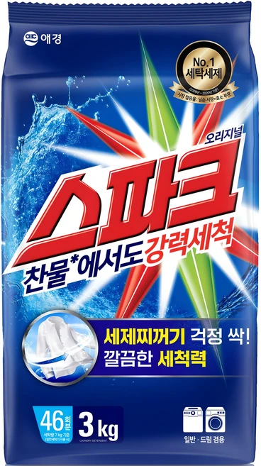 스파크 오리지널 분말세제 리필, 3kg, 1개 - 쿠팡