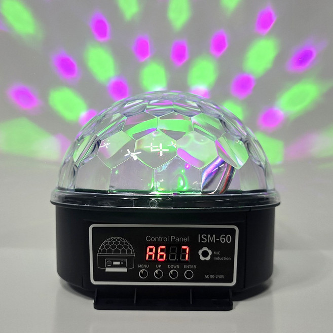 ISM-60 미러볼 LED 6컬러 미러볼 LED핀볼 노래방 가라오케 미러볼 리모컨포함 가정용 업소용, 가정용(콘센트 플러그 타입)리모컨포함