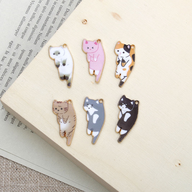 메탈 덜미잡힌고양이 팬던트 참장식, F디자인, 1개, F디자인