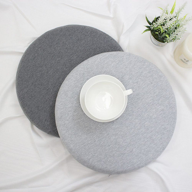 메모리폼 원형 식탁 카페 의자 방석 쿠션 면방 코튼 린넨
