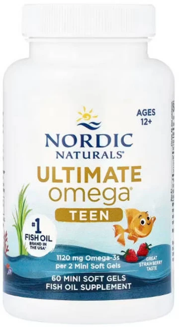 노르딕내츄럴스 얼티미트 오메가 2X 틴 에이지 12-18 스트로베리 미니 소프트젤, 60정, 1개 - 쿠팡
