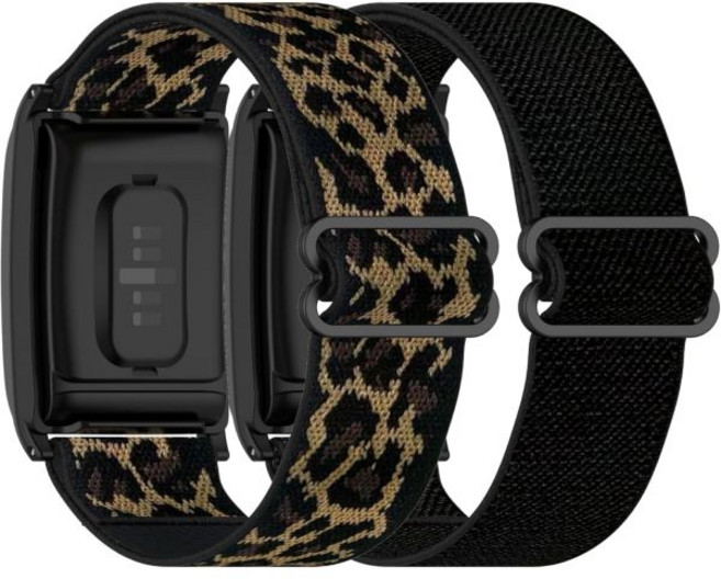 WHOOP 4.0 여성용 피트니스 및 활동 트래커용 초핏 엘라스틱 밴드 통기성 나일론 루프 스트랩 유연하게 조절 가능한 교체 손목 밴드, 블랙앤레오파드