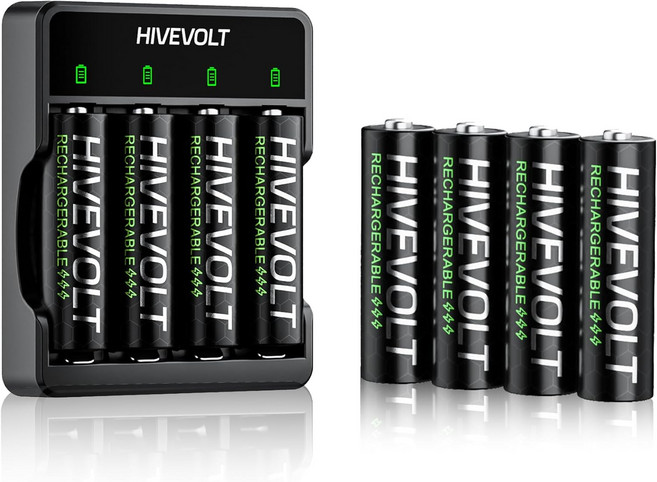 충전기 포함 충전식 AA 배터리 대용량 2800mAh NiMH 더블 A 8카운트, 8 Count