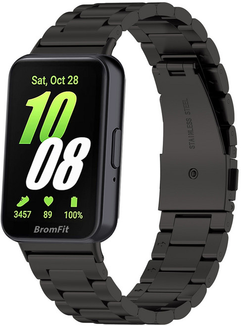 삼성 갤럭시 핏3 호환 메탈 클래식 스트랩 스테인리스 시곗줄, 1개, 블랙