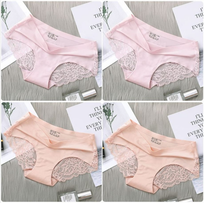 여성 무봉제 레이스 팬티 4p 세드