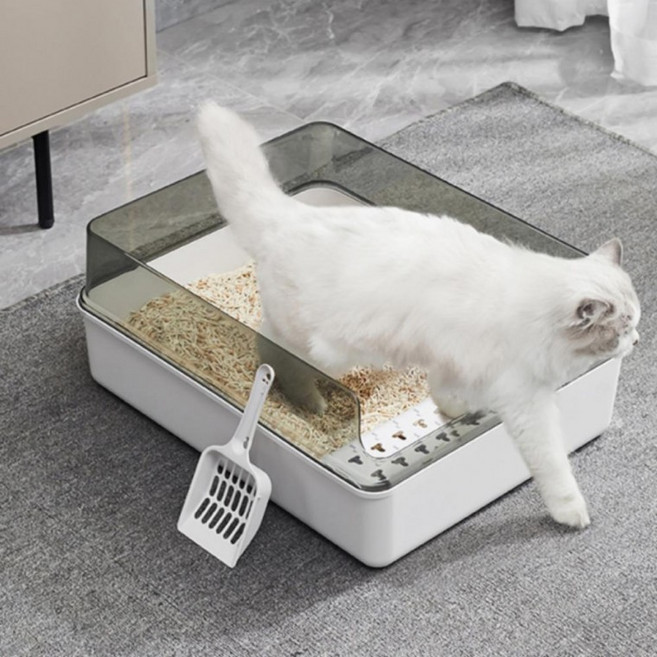 평형 오픈형 투명 대용량 고양이 반려묘 화장실 24L, 말차그린, 스몰_말차그린, 1개