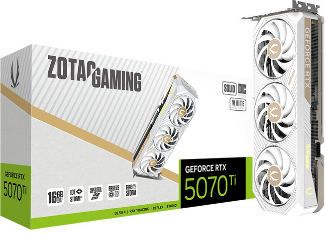 HIT ZOTAC GAMING 지포스 RTX 5070 Ti SOLID CORE OC White D7 16GB