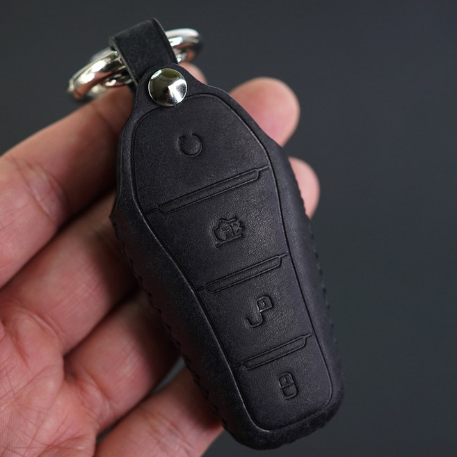 페레노 BYD 비야디 호환 차키 케이스 국내제작 스마트키 가죽 키홀더 키링 아토3 돌핀 씨라이언7 씰, PBYD01, 푸에블로 블랙