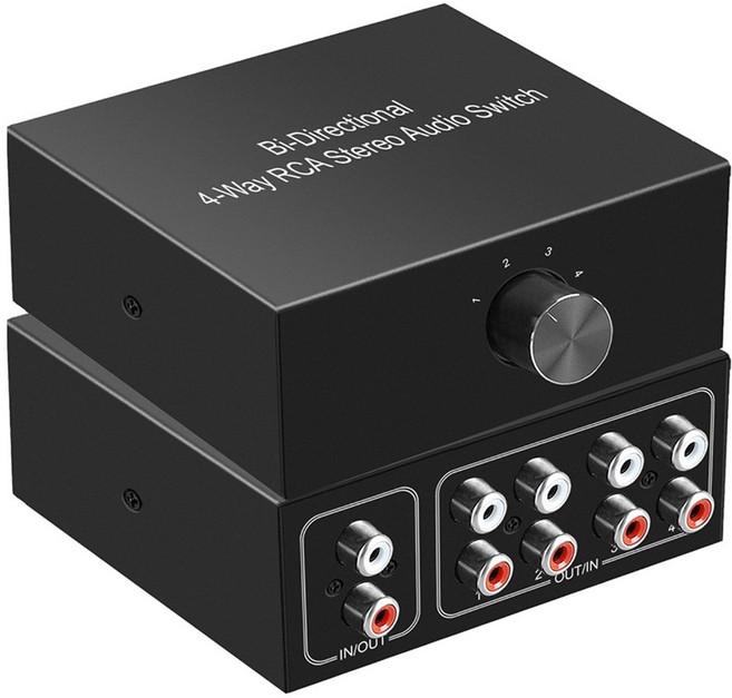 강력한 반 간격 L/R 사운드 채널 오디오 스위처 스플리터 RCA 스테레오 스위치 선택기 오디오 포트 금속을위한 금속, 한개옵션0
