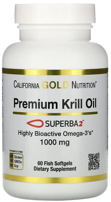 CGN 캘리포니아 골드 뉴트리션 SUPERBA2 프리미엄 크릴 오일 1 000mg 소프트젤 60정 오메가3 지방산 EPA DHA 인지질 아스타잔틴 틸라피아 함유, 1개 - 쿠팡