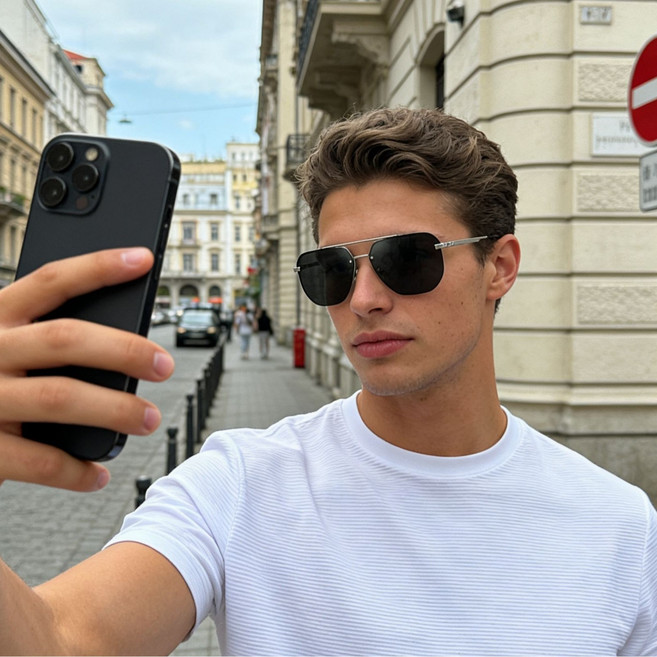 【無品牌】-簡約時尚偏光墨鏡休閒男士無框高級潮流百搭街拍戶外高清太陽眼鏡