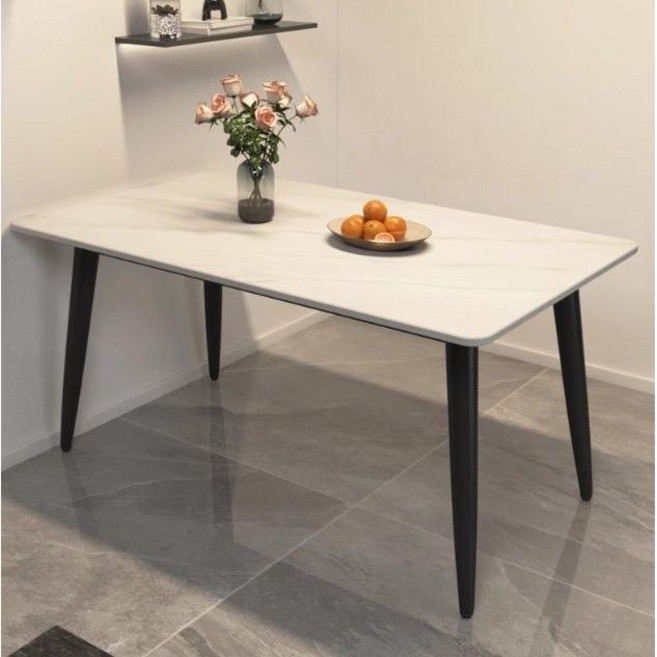 잇츠션 모던한 식탁 북유럽풍 테이블 4인용 포세린 세라믹 상판 주방 거실 다이닝, 화이트, 의자 없음