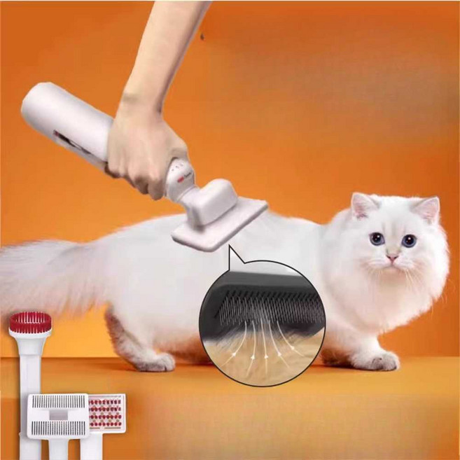 고양이 진공 미용기 빗질 시바 털 강아지털 셀프미용, 4in1 무선 털 관리기 화이트, 1개