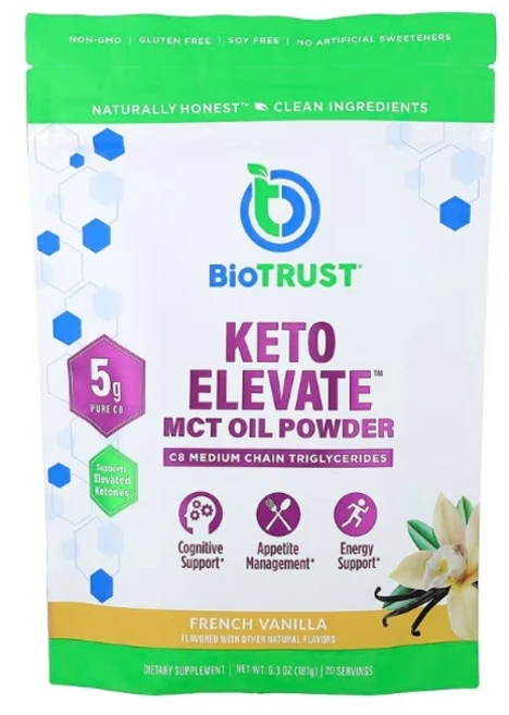 바이오트러스트 케토 Elevate C8 MCT Oil 파우더 French 바닐라 6.3 oz (181 g), 1개, 181g - 쿠팡