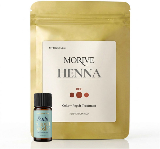 모리브 헤나 가루 염색약 두피보호 앰플 키트, 1개, 레드