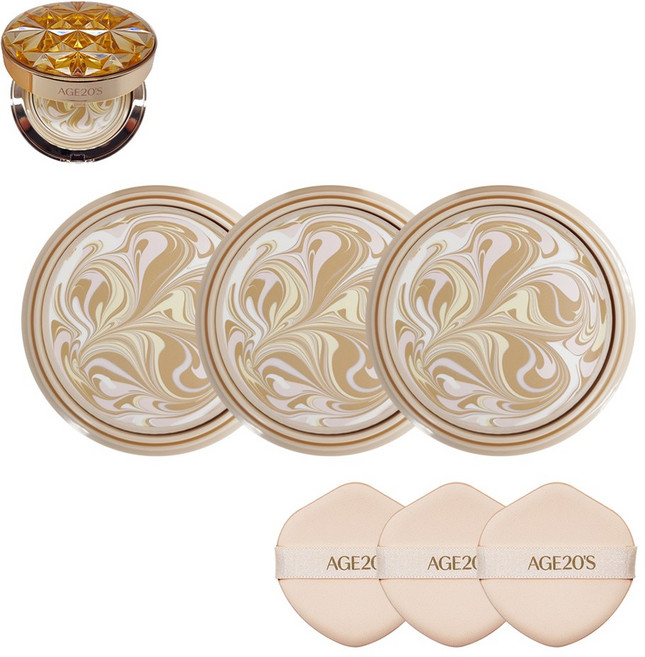 에이지투웨니스 최신상 에센스 커버 팩트 로얄 골드 리필, 21호, 3개