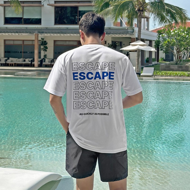 애즈낫 [~3XL 빅사이즈] 케이프 레터링 기능성 쿨론 반팔 티셔츠 남자 래쉬가드 수영복