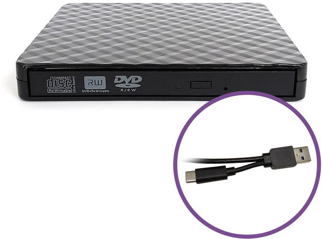 USB 3.0 C타입 겸용 외장형 DVD-RW 드라이버 CD롬 플레이어 케이블일체형 CD DVD ODD, DVD-RW 외장형 플레이어, 1개