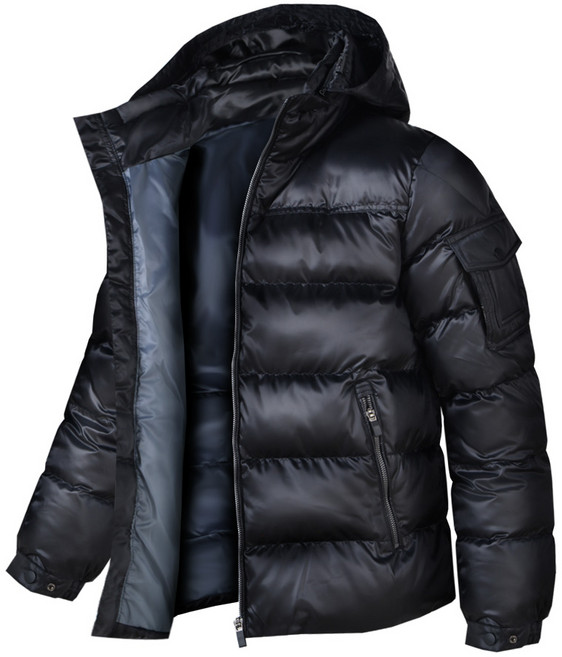 맥스스피드 겨울 고랄 남여공용 유광 광택 웰론 숏 패딩 후드 파카 점퍼