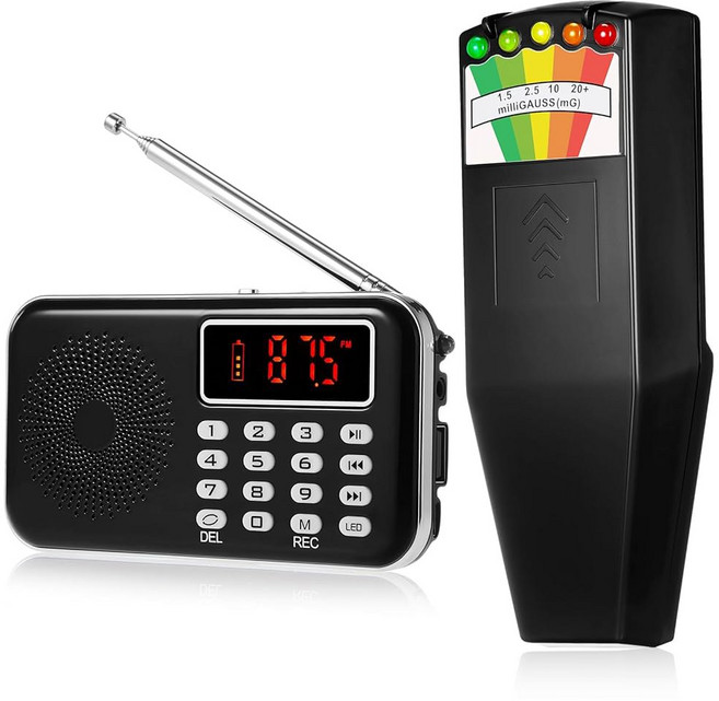 릴렉스위크 2pcs 고스트 헌팅 장비 키트에는 전자기 초자연적 조사를 위한 LED EMF 미터 자기장 1pcs와 라디오 장치 1pcs가 포함되어 있습니다, 전자파 측정기 EMF 탐지기 감지기 2pcs 고스트 헌