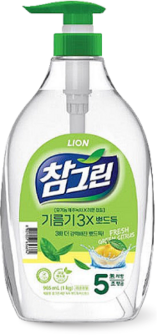 참그린 레몬 녹차 뽀드득 주방세제 용기 본품, 1kg, 4개