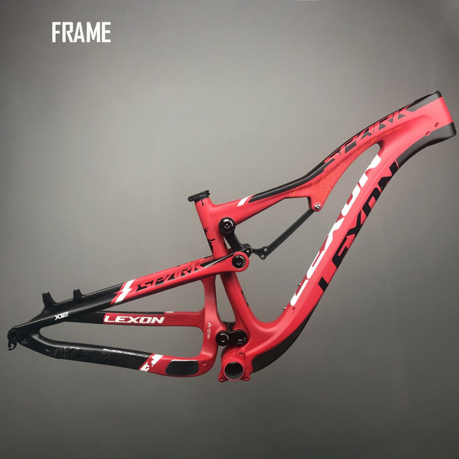 렉슨 스파크 29er 풀 서스펜션 MTB 프레임 카본 AM Mtb 사이클링 자전거 부품 인치 148mm, [01] 17, 12 RED NO SHOCK