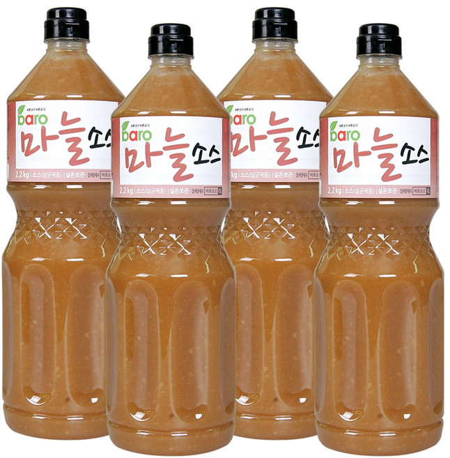 바로소스 마늘소스 2.15kg 삼겹살 숙성 갈릭 알싸한 치킨 양념 족발 보쌈 튀김, 4개