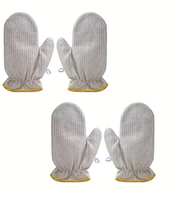 중형 스크래치 방지 스틸 수세미 반복사용가능 습식 건식 식기닦이 철링끝 처리 다용도 주방 청소매트 냄비 프라이팬 레인지 싱크에 적합 잔류물 없음, 은색, 4개