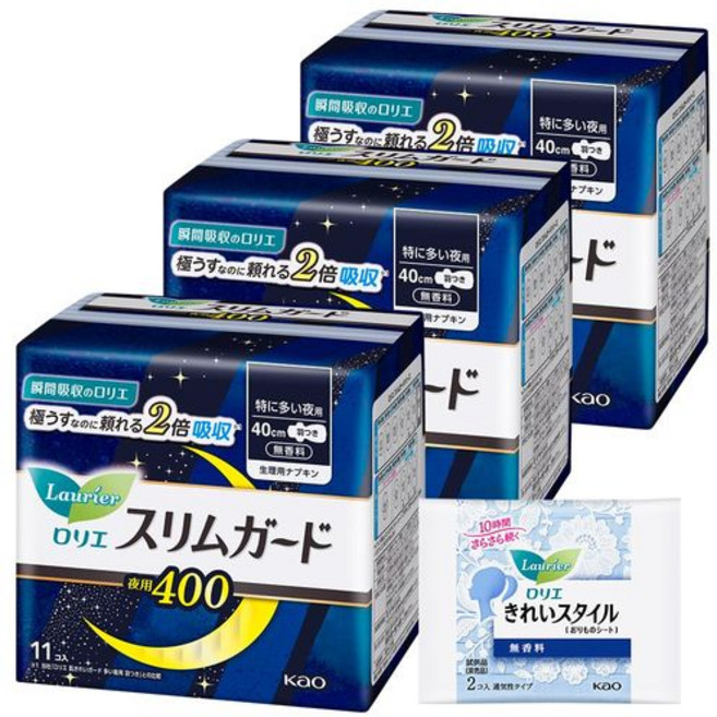 로리에 가드 특히 많은 밤용 400 11코입3개 덤 첨부 Amazon.co.jp, 1개