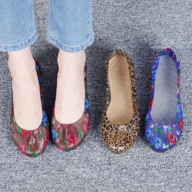 나염 여름 펀칭 젤리 플랫슈즈 논슬립 아쿠아 슈즈