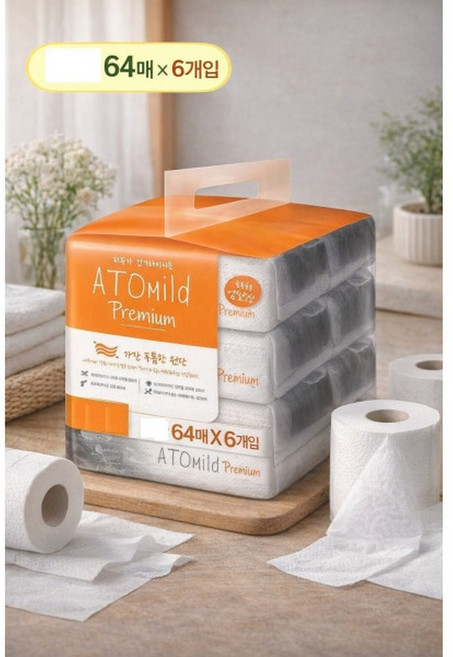 아토마일드 프리미엄 물티슈 캡형 64매 6입, 1g, 6개