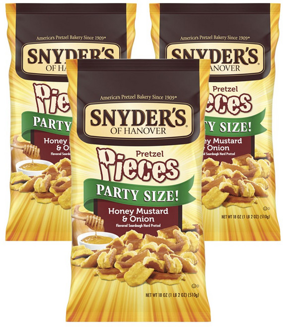스나이더스 프레첼 피스 파티 사이즈 허니 머스터드 & 어니언, 3개, 510g