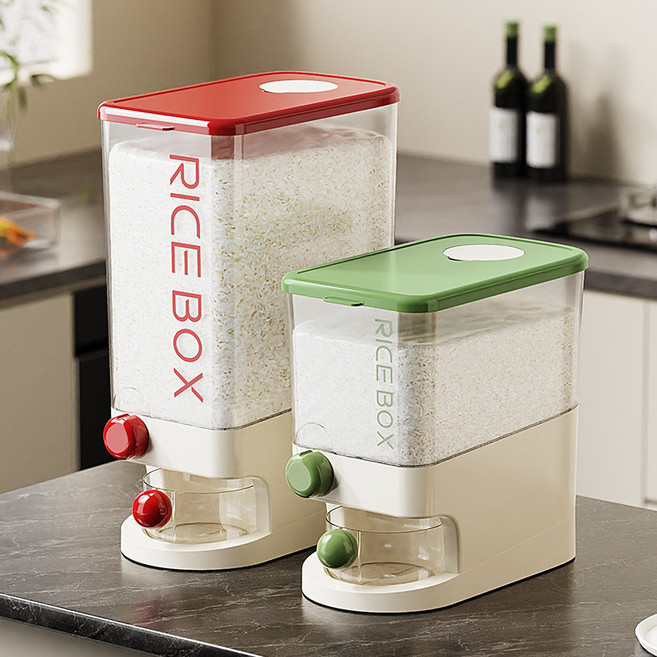style dr 원터치 밀폐식 계량 쌀통 쌀독 방충 방습 진공쌀통 틈새 쌀보관함 쌀관용기, 1개, 녹색